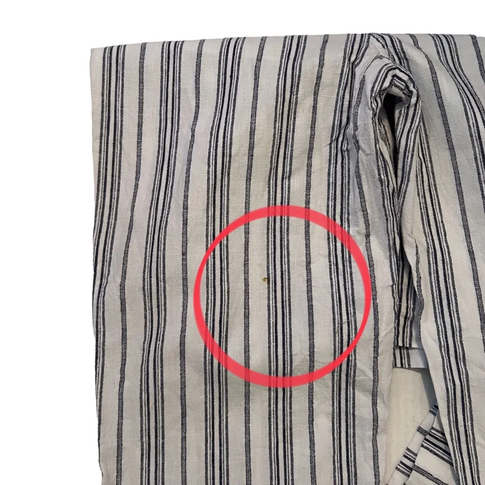 Madewell Size 6 Boho Beach Linen Cotton Dark Baltic Stripe Paperbag Pants - Picture 5 of 8